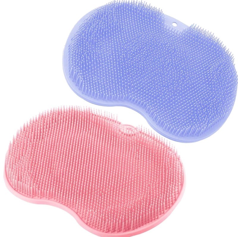 Foot Scrubber Mat: 11.8 X 9 X 1.1Inch Pink + Blue - Over 1000 Massage Bristles Shower Foot Mat for Home Bathroom, Athletes, Kids, Elders - Image 1