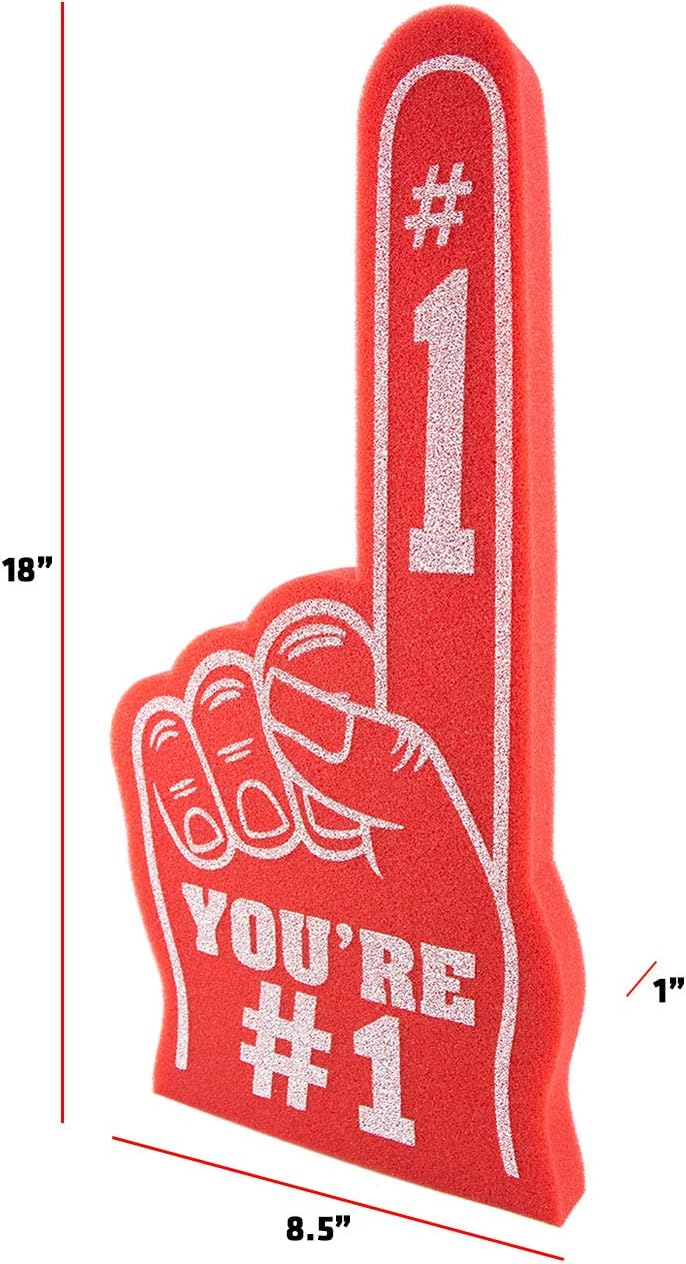 FUNSTITUTION Giant Foam Finger 18 Inch- You're Number 1 Foam Hand for All Occasions - Cheerleading for Sports - Exciting Vibrant Colors use as Celebration Pom Poms- Great for Sports Events Games School Business - Image 4