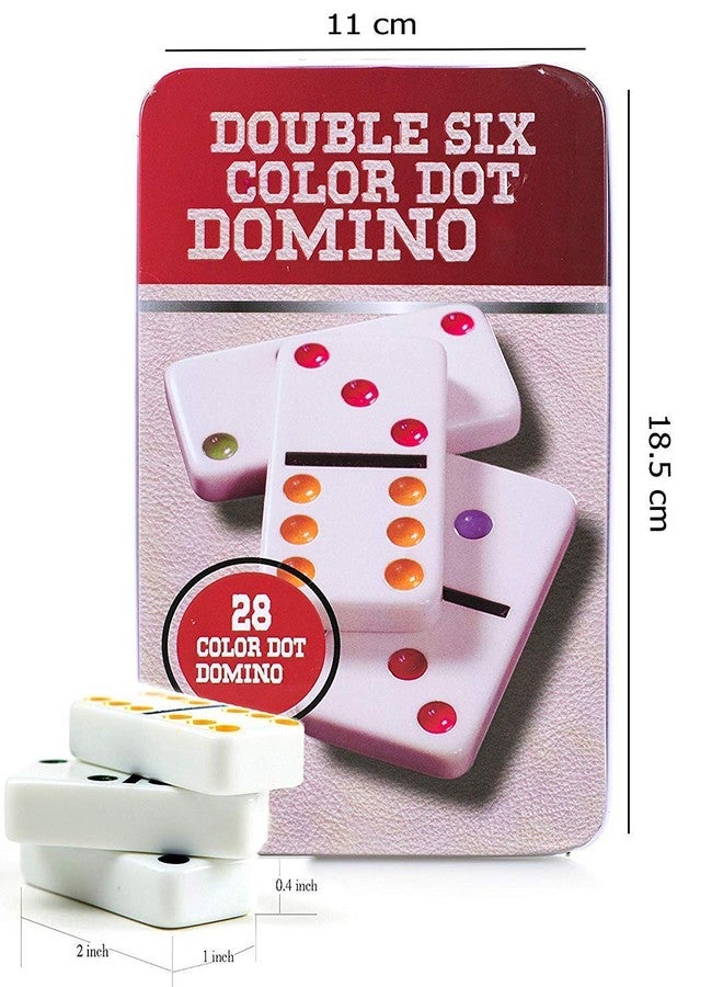 PEZYOX 6 Color Dot Dominoes Game Set,Domino Set - Premium Classic 28 Pieces in Tin Case,Six Dot Dominoes Match and Educational - Image 5