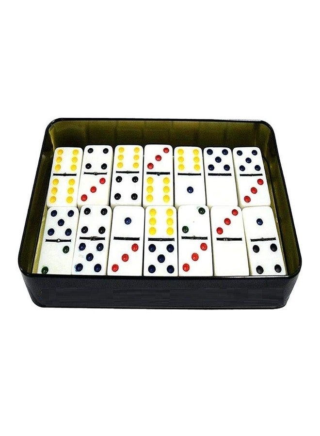 PEZYOX 6 Color Dot Dominoes Game Set,Domino Set - Premium Classic 28 Pieces in Tin Case,Six Dot Dominoes Match and Educational - Image 2