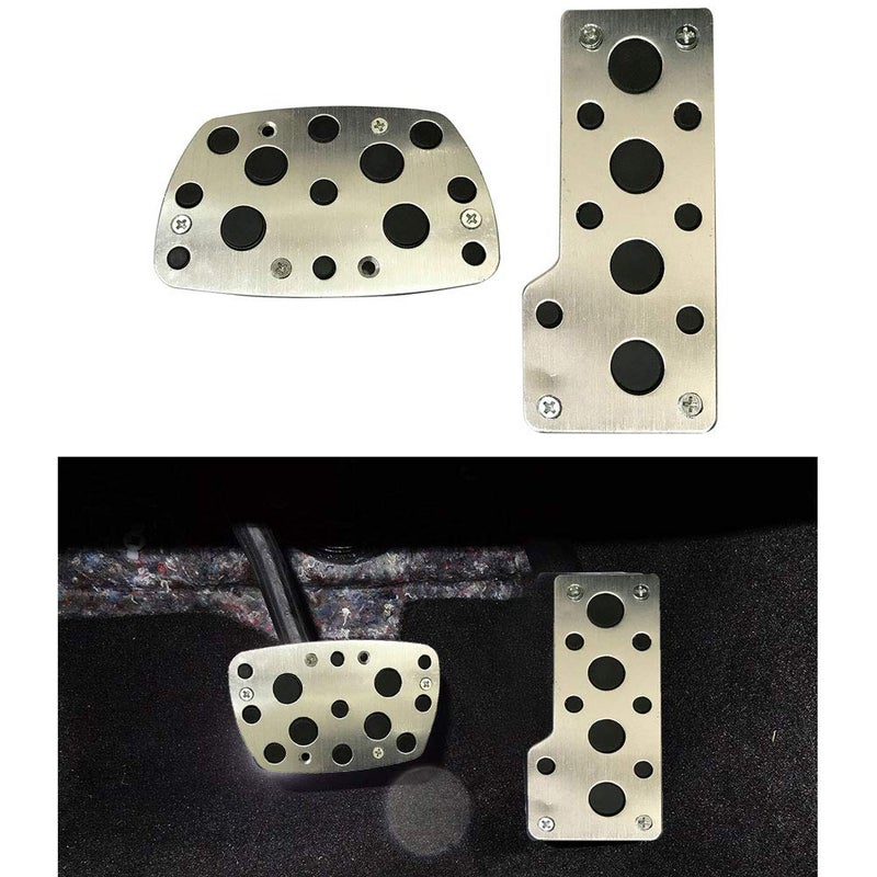 Oshotto طقم أغطية دواسات السيارة CS-04 غير قابلة للانزلاق (أسود، كروم) مكون من 2 قطعة متوافق مع هيونداي كريتا - Image 2