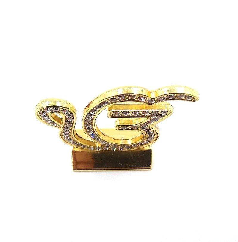 Shomex Ek Omkar Golden Car Dashboard Idol with American Diamond, Sikh Religious Symbol for Car, Home & Office Decor - Image 4