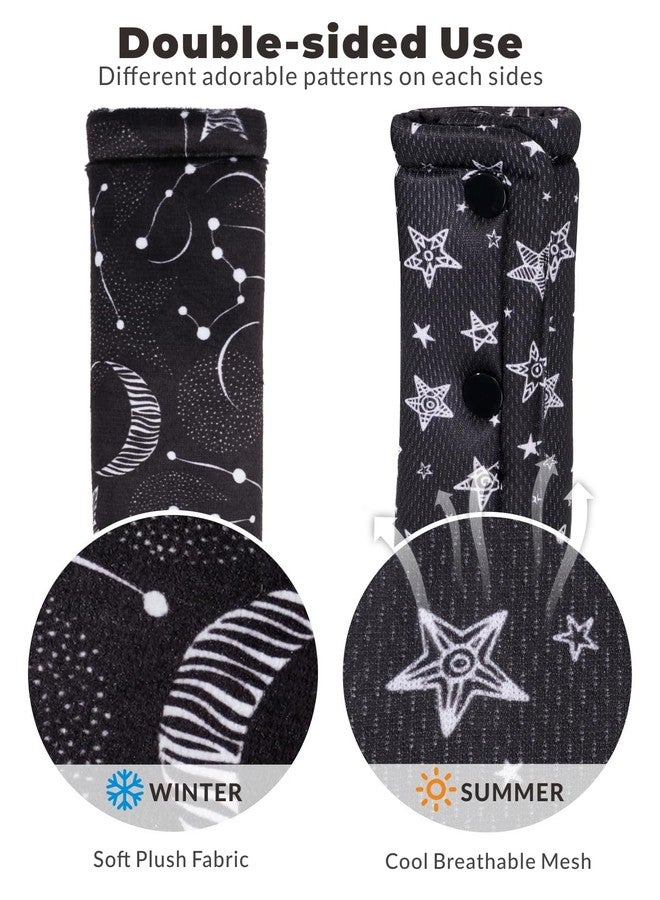 TinlyFinly 2 Pack Car Seat Belt Covers for Baby Kids, Reversible Soft Car Seat Shoulder Strap Pads, Seatbelt Cushion, Neck Strap Covers for Stroller, Carrier, Pushchair (Black Star) - Image 3