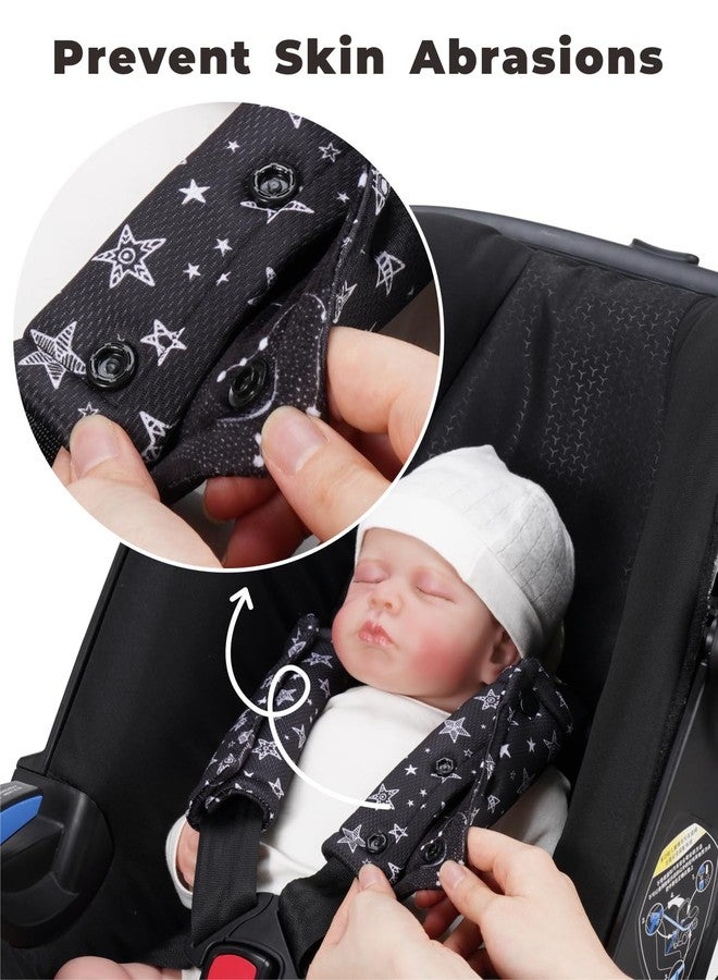 TinlyFinly 2 Pack Car Seat Belt Covers for Baby Kids, Reversible Soft Car Seat Shoulder Strap Pads, Seatbelt Cushion, Neck Strap Covers for Stroller, Carrier, Pushchair (Black Star) - Image 5