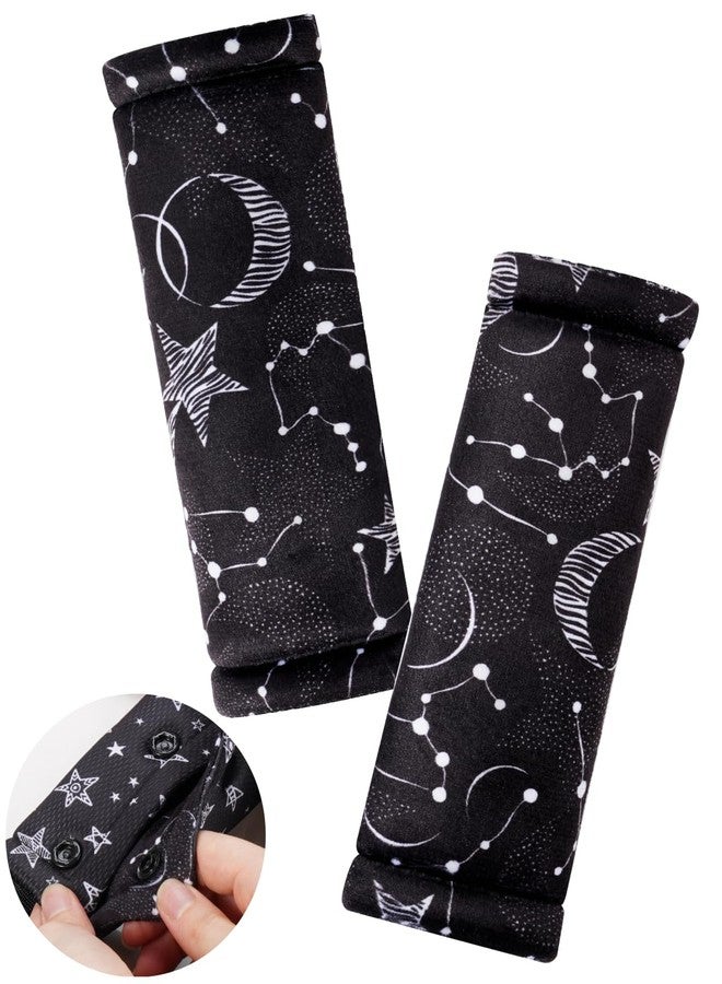 TinlyFinly 2 Pack Car Seat Belt Covers for Baby Kids, Reversible Soft Car Seat Shoulder Strap Pads, Seatbelt Cushion, Neck Strap Covers for Stroller, Carrier, Pushchair (Black Star) - Image 2