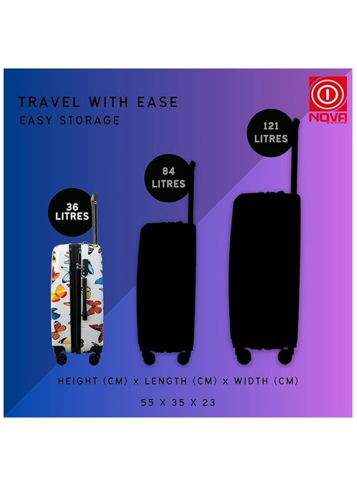 Reflection Re-flection 24 Inch ABS and Polycarbonate Suitcase, Lightweight Hardside Butterfly Print Series Travel Luggage Trolley with 84L Storage Capacity , 4 Spinner Wheels and TSA Lock, Multicolour - Image 2
