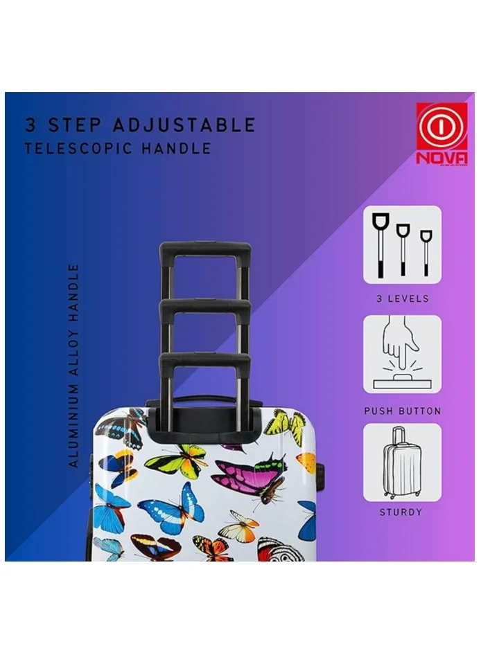 Reflection Re-flection 24 Inch ABS and Polycarbonate Suitcase, Lightweight Hardside Butterfly Print Series Travel Luggage Trolley with 84L Storage Capacity , 4 Spinner Wheels and TSA Lock, Multicolour