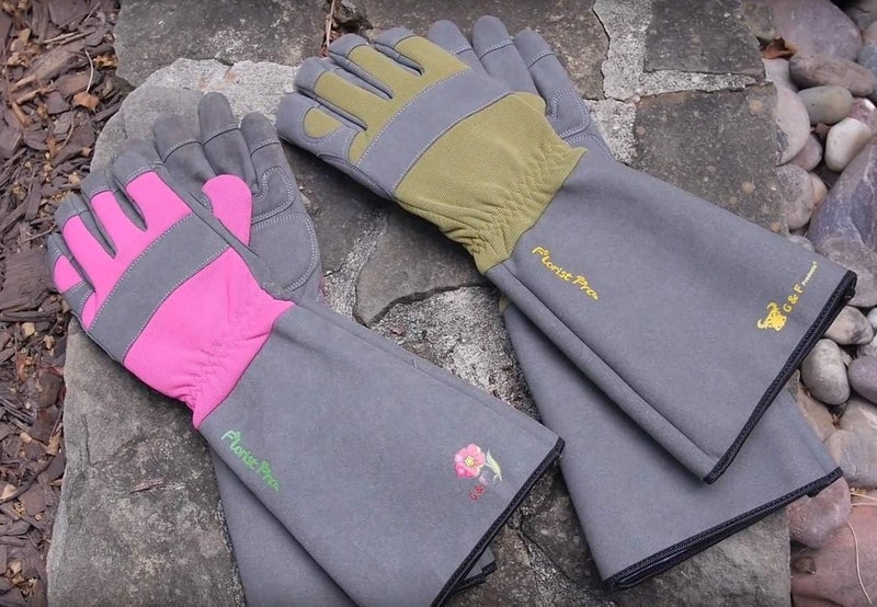 G & F Products 2431L Florist Pro Long Sleeve Rose gardening Gloves, Rose Pruning Gloves, Thorn Resistant Garden Gloves - Men's Large, Yellow, Army Green - Image 3