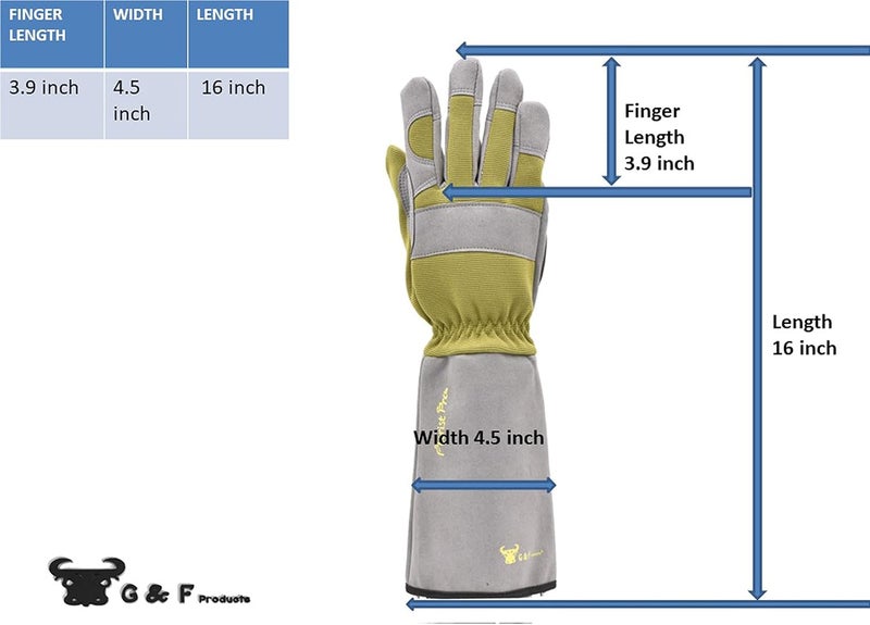 G & F Products 2431L Florist Pro Long Sleeve Rose gardening Gloves, Rose Pruning Gloves, Thorn Resistant Garden Gloves - Men's Large, Yellow, Army Green - Image 2