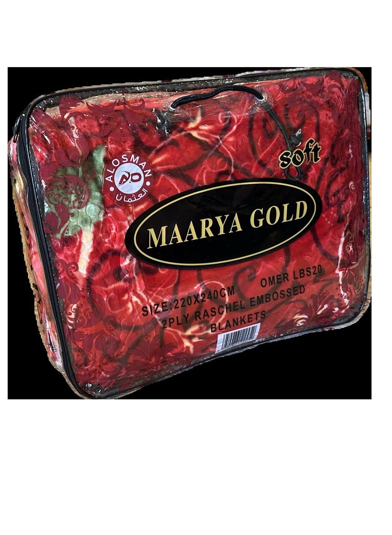MAARYA GOLD 2 PLY SUPER SOFT EMBOSSED BLANKET - Image 1