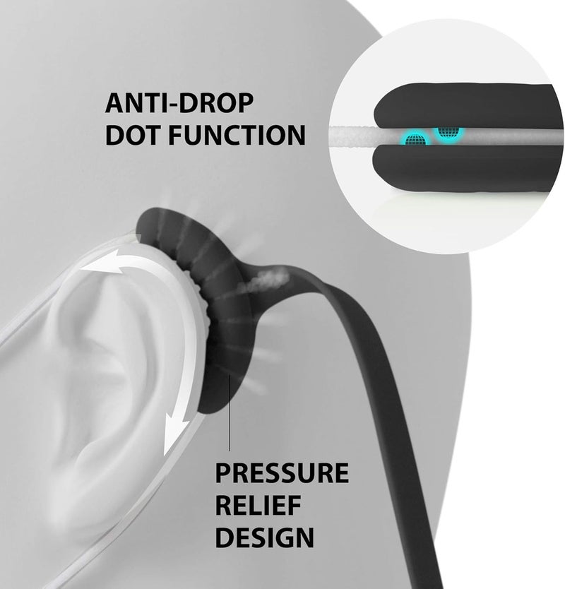 BONE COLLECTION BONE Lanyard Mask Tie (3 Packs), Face Mask Holder, Adjustable & Skin-Friendly Silicone Extender Strap, Ear Savers for Kids & Adults (Black) - Image 2