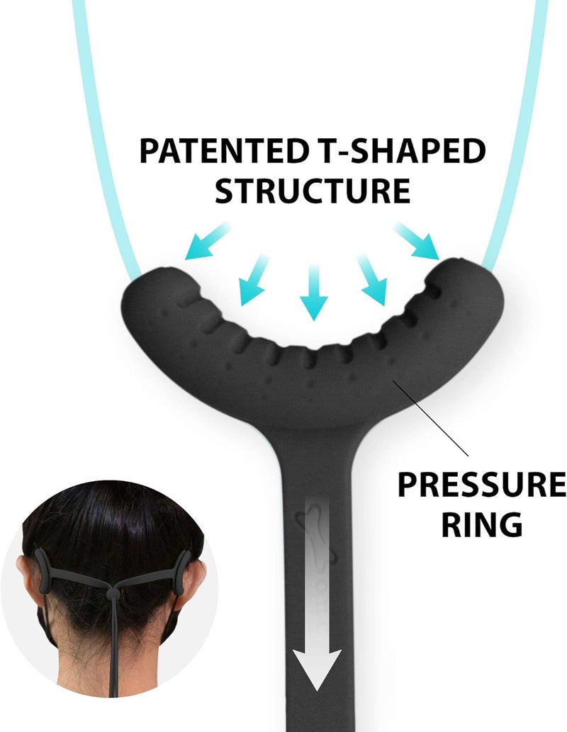BONE COLLECTION BONE Lanyard Mask Tie (3 Packs), Face Mask Holder, Adjustable & Skin-Friendly Silicone Extender Strap, Ear Savers for Kids & Adults (Black) - Image 3