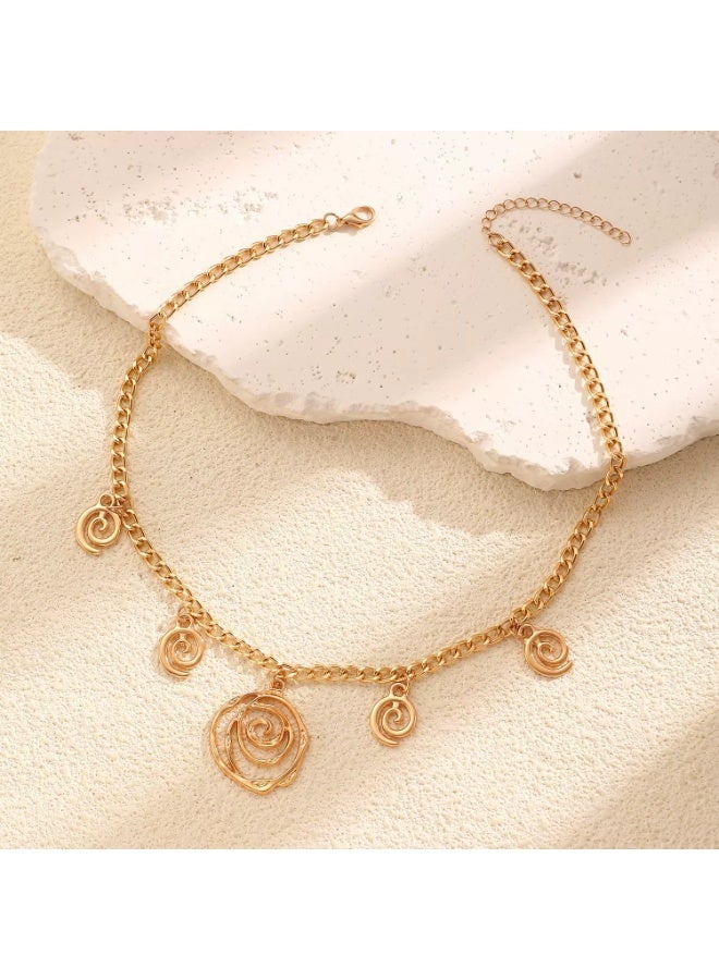 Goolsky Gold Spiral Pendant Jewelry Set for Women – Luxe 3-Piece Necklace & Earrings Gift Set, Elegant Party Accessories - Image 4