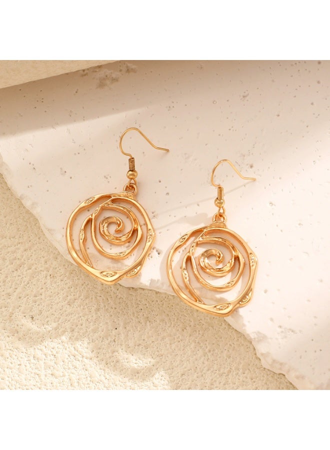 Goolsky Gold Spiral Pendant Jewelry Set for Women – Luxe 3-Piece Necklace & Earrings Gift Set, Elegant Party Accessories - Image 2