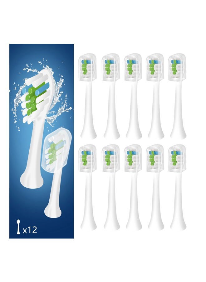 Mullburry 12 Pack Replacement Toothbrush Heads Compatible with fairywill P11 T9 Electric Toothbrush, W Shape Bristle Designed, Soft and Sanitary for Model P11 T9 Toothbrushes (White) - Image 1