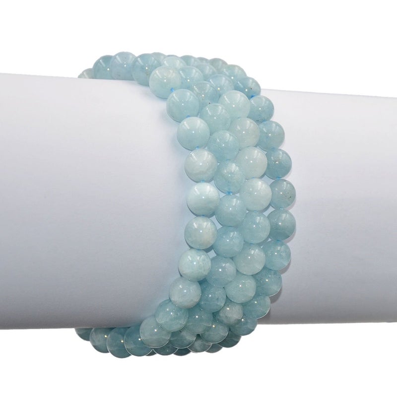 AD Beads Natural Gemstone Round Beads Stretch Bracelet Healing Reiki 8mm (aquamarine) - Image 3