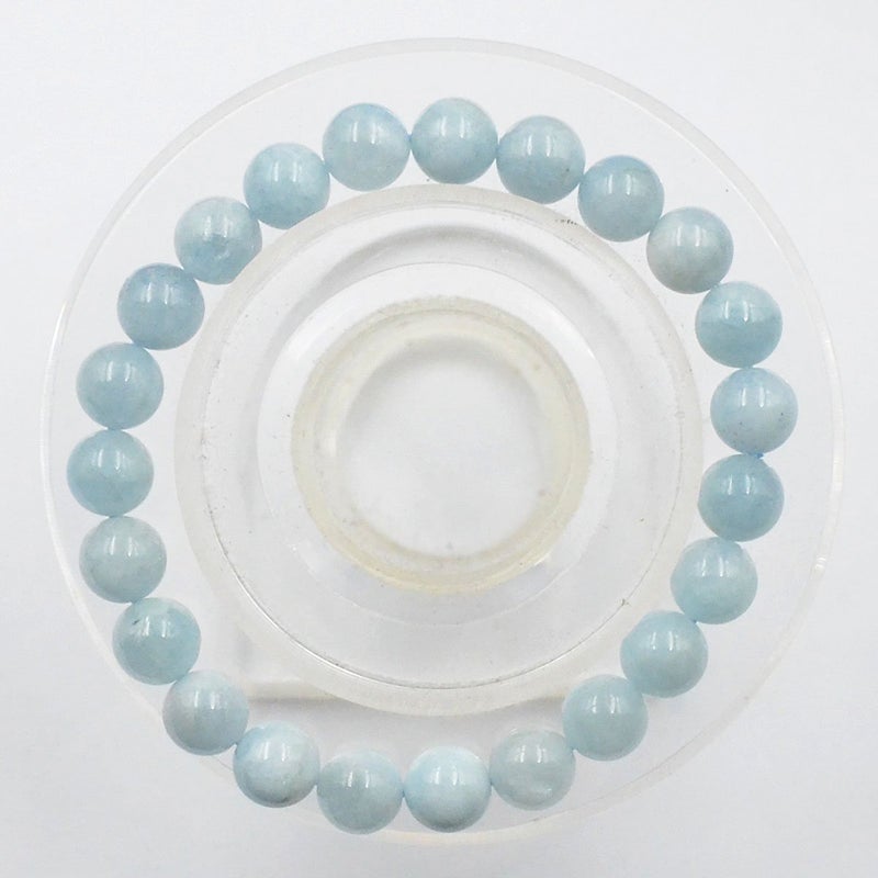 AD Beads Natural Gemstone Round Beads Stretch Bracelet Healing Reiki 8mm (aquamarine) - Image 2