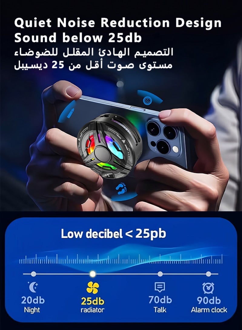 ZAFRA Magnetic Phone Cooler, Semiconductor Phone Cooling Fan with Digital Temperature Display & RGB Lighting, Phone Fan Cellphone Radiator Back Clip, Low Noise for Gaming Tiktok Live Streaming ect - Image 5