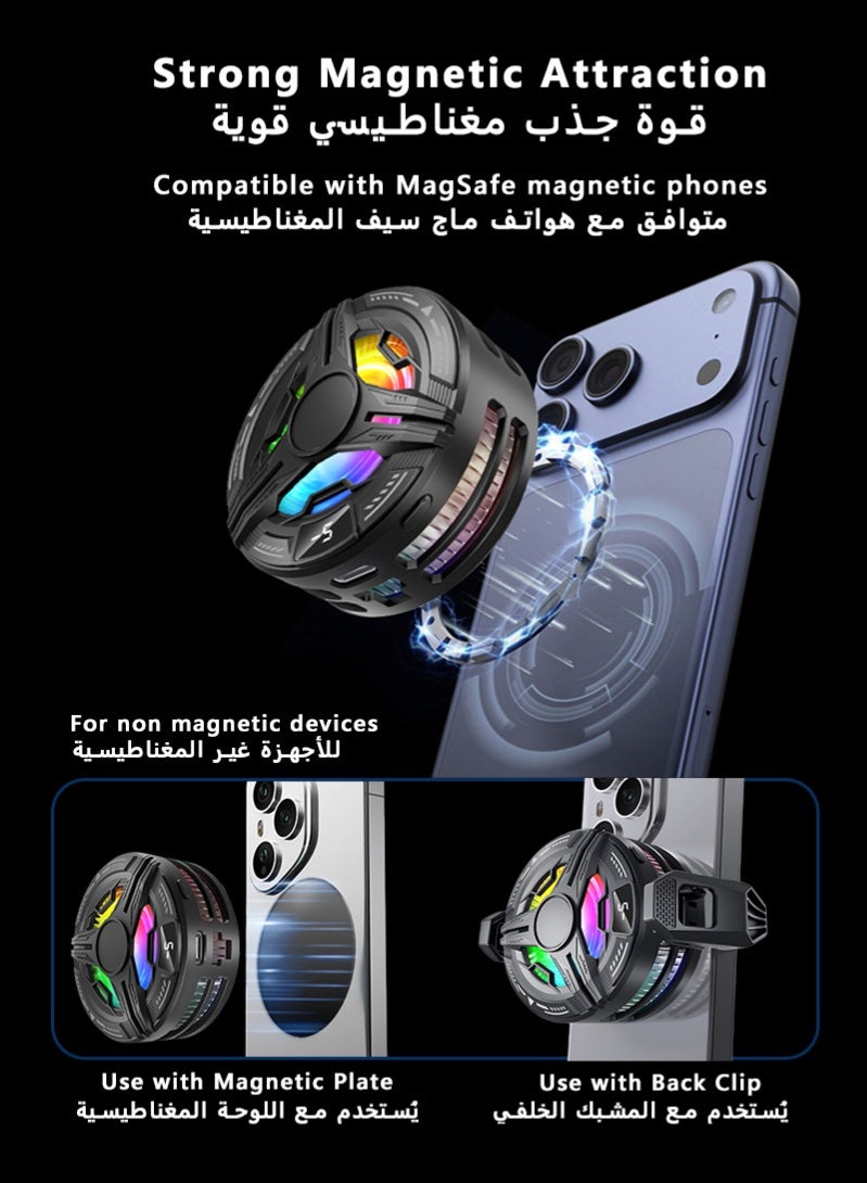 ZAFRA Magnetic Phone Cooler, Semiconductor Phone Cooling Fan with Digital Temperature Display & RGB Lighting, Phone Fan Cellphone Radiator Back Clip, Low Noise for Gaming Tiktok Live Streaming ect - Image 4