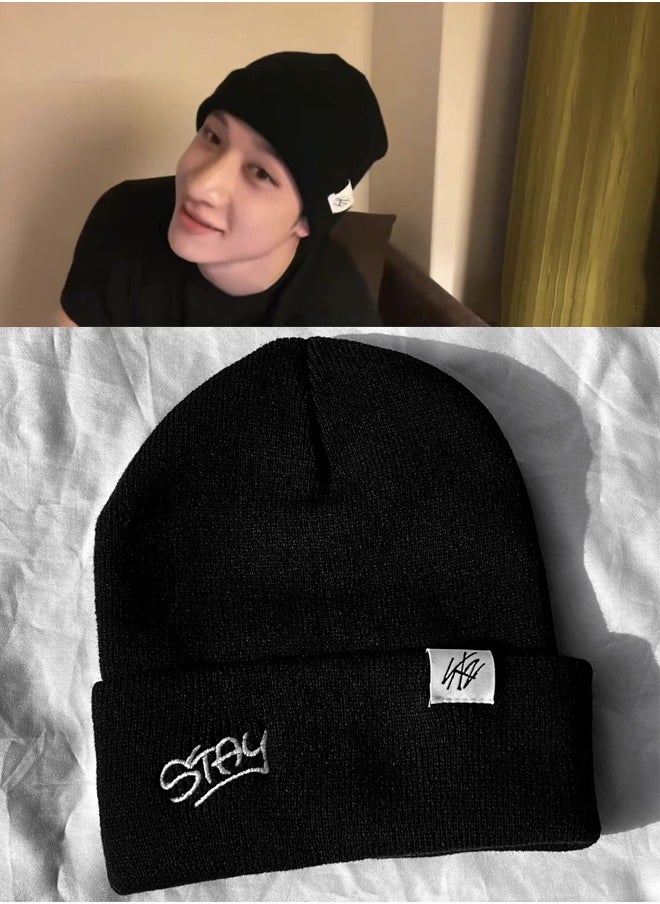 NIBEMINENT Stray Kids Knit Cap Hat For Stay Black  - Image 1