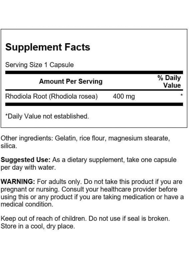 Swanson Premium Rhodiola Rosea Root 400Mg 100 Capsules  - Image 2