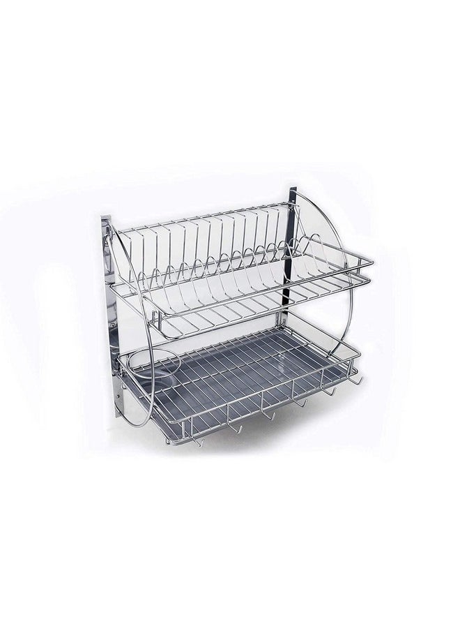 Life Time LIFE TIME Wall Mount Stainless Steel Kitchen Dish Rack Plate, Cutlery Stand Modern Kitchen Storage Organiser (455 X 255 X 270 mm)  - Image 2