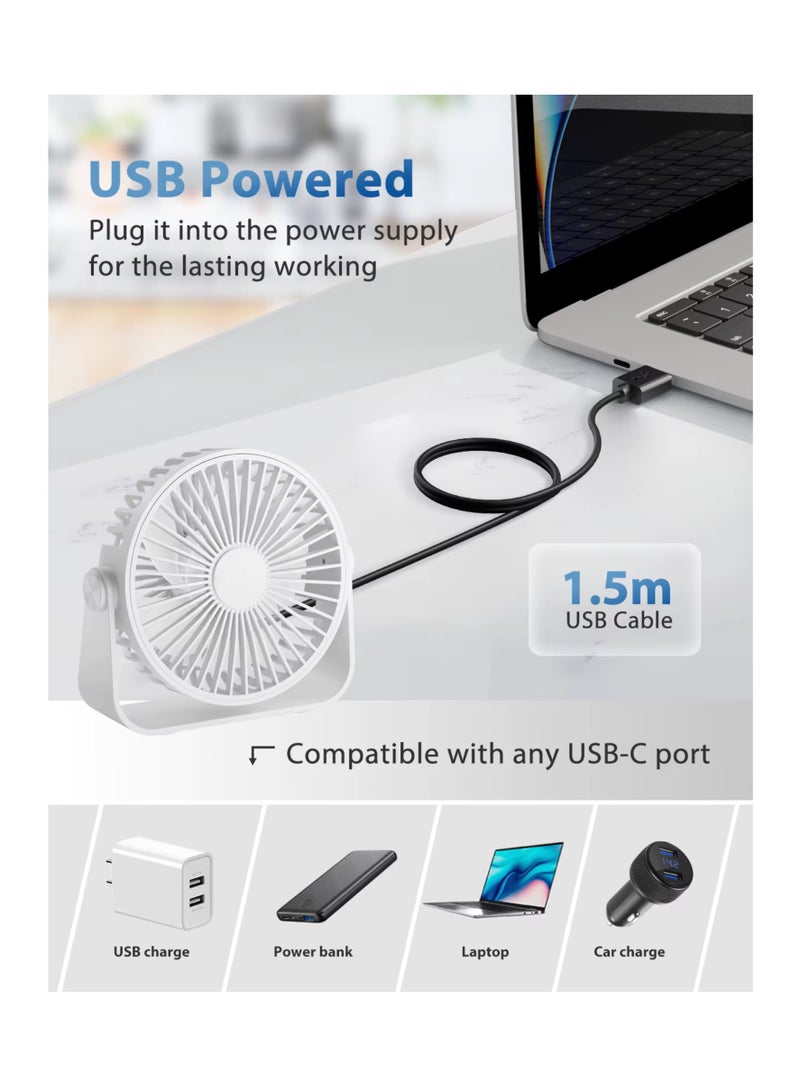 مروحة مكتب للمكتب مروحة طاولة صغيرة محمولة، وضع التبديل بين الشحن والشحن عبر USB، مروحة تدوير الهواء قابلة للتعديل بثلاث سرعات، مروحة رياح قوية للمنزل، سطح المكتب، السيارة، السفر في الهواء الطلق - Image 3