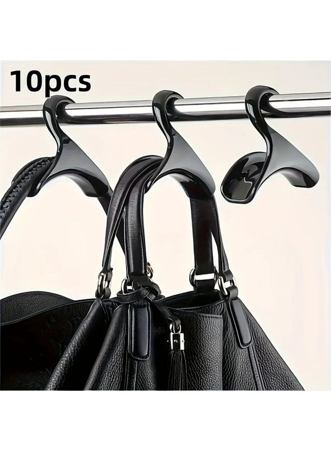 10 قطع من علاقات الحقائب السوداء الثقيلة لتعليق الحقيبة اليدوية، منظف خزانة الملابس، حزام، وشال - Image 1