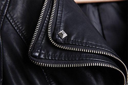 chouyatou Women's Fashion Studded Perfectly Shaping Faux Leather Biker Jacket (X-Large, Black) - Image 5