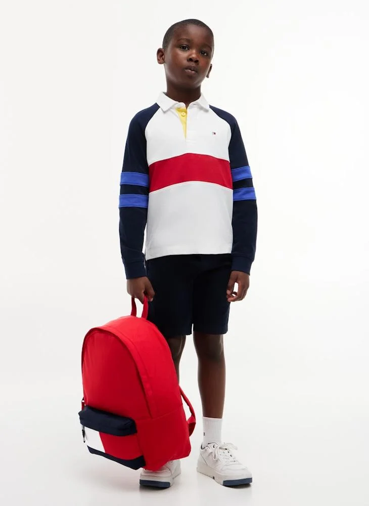 Tommy Hilfiger Red Glare Kids' Essential Signature Colour-Blocked Pocket Backpack for Women | Best Price UAE