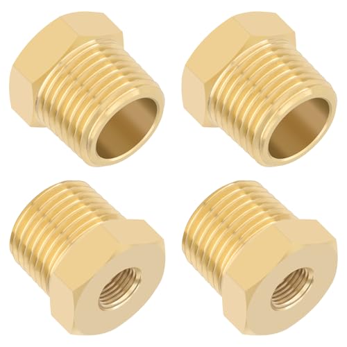 KOOTANS 4pcs Heavy Duty 1/2 NPT Male Thread to 1/8 NPT Female Thread Brass Reducer Hex Bushing Brass Fitting Pipe Hose Tube Adapter Convert - Image 1