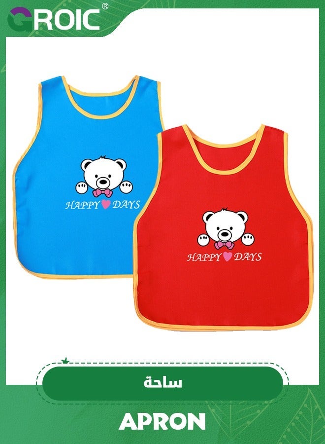 GROIC 2 Pcs Art Smock for Kids Waterproof Artist Painting Aprons Sleeveless Children Smocks with Cartoon Patterns,Kids Smock,Paint Craft Activity - Image 1