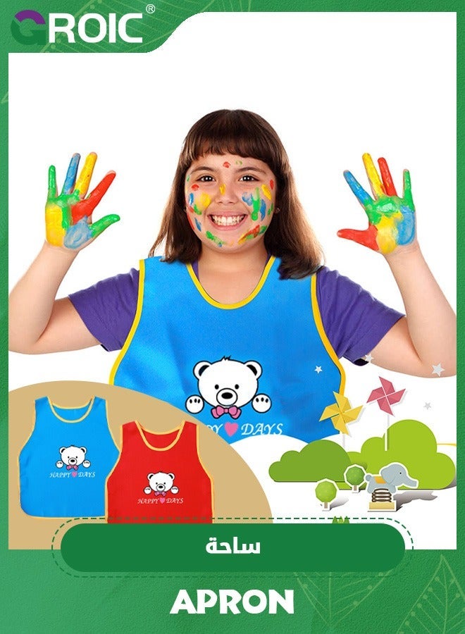 GROIC 2 Pcs Art Smock for Kids Waterproof Artist Painting Aprons Sleeveless Children Smocks with Cartoon Patterns,Kids Smock,Paint Craft Activity - Image 4