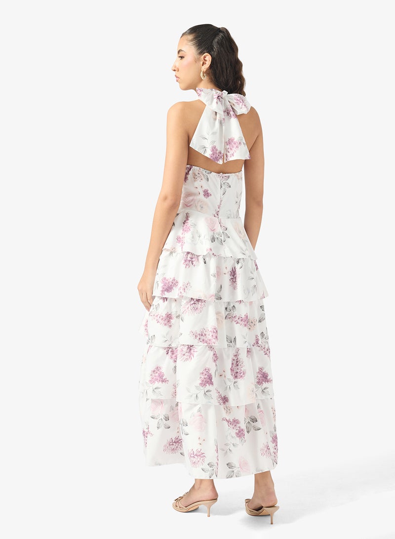 Ginger Plunge Neck Floral Tiered Dress - Image 2