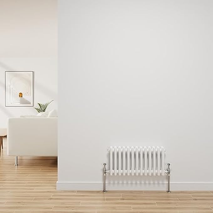 NRG TRADITIONAL RADIATOR GLOSS WHITE CAST IRON 3 COLUMN HORIZONTAL CENTRAL HEATING BATHROOM RADIATORS 300X607MM - Image 2