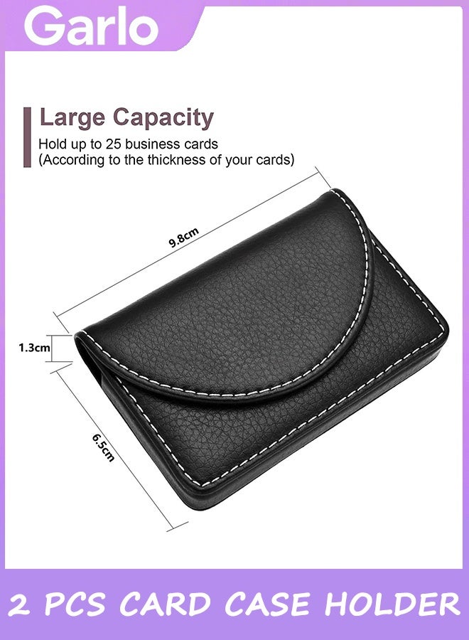 جارلو 2 حافظة جلدية لبطاقات العمل، حافظة بطاقات جيب للرجال والنساء، حافظة بطاقات الاسم مع قفل مغناطيسي، تحمل 25 بطاقة عمل - Image 2