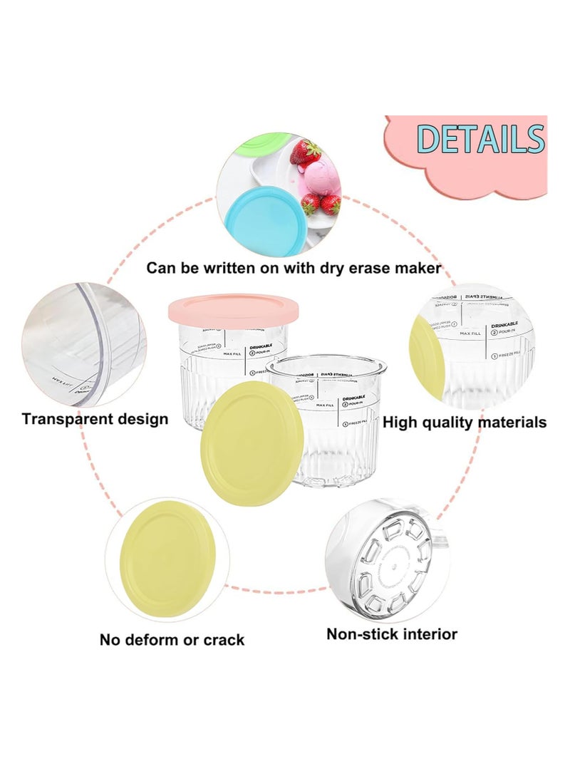 4 Pack Ninja Pint Cups and Lids for NC501 NC500 Ice Cream Cream Containers Cups Tubs Canister Set Milkshake Pots Compatible with Ninja Ice Cream Maker Machines