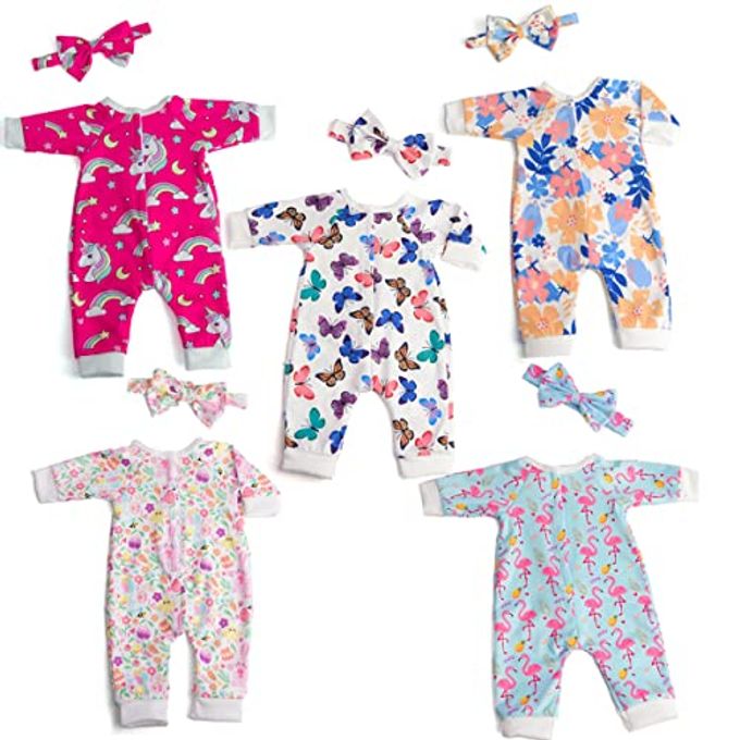sweet dolly Baby Doll Accessories 5 Set Baby Doll Clothes and Headbands for 14-18 Inch Dolls, 10 PCs in Total - Image 5