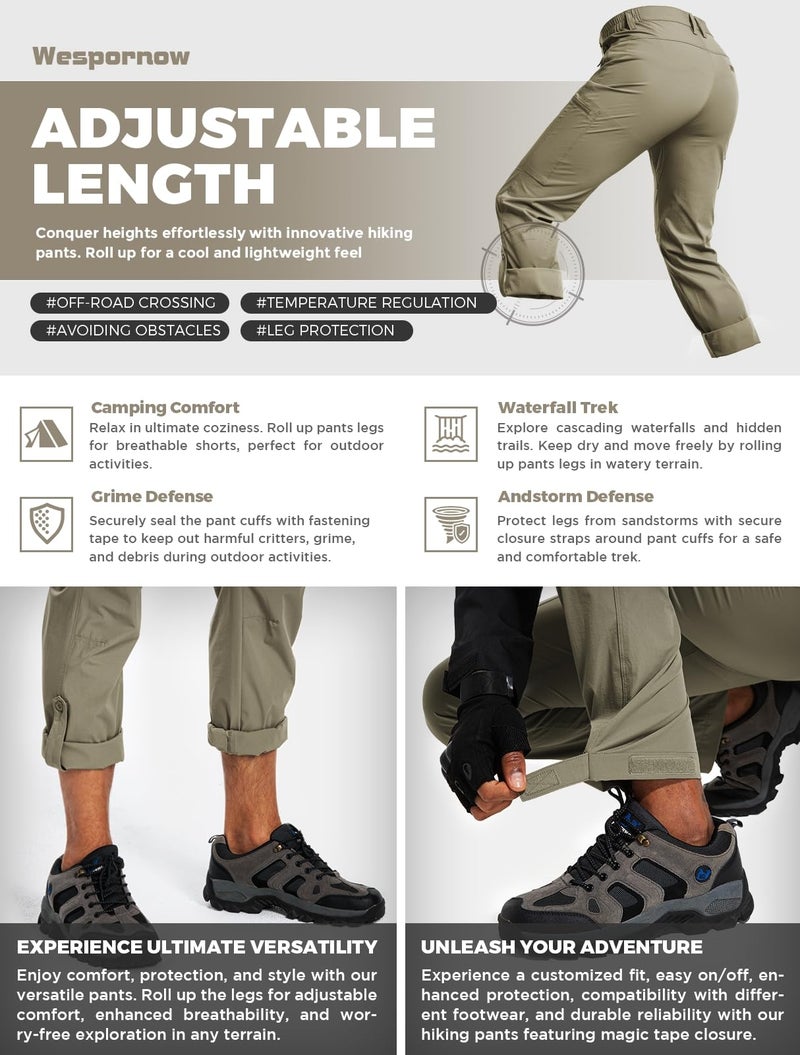 Wespornow Men's-Hiking-Pants Lightweight Water Resistant Quick Dry Outdoor Pants for Fishing Travel Camping (Sage Green, 32W x 30L) - Image 5