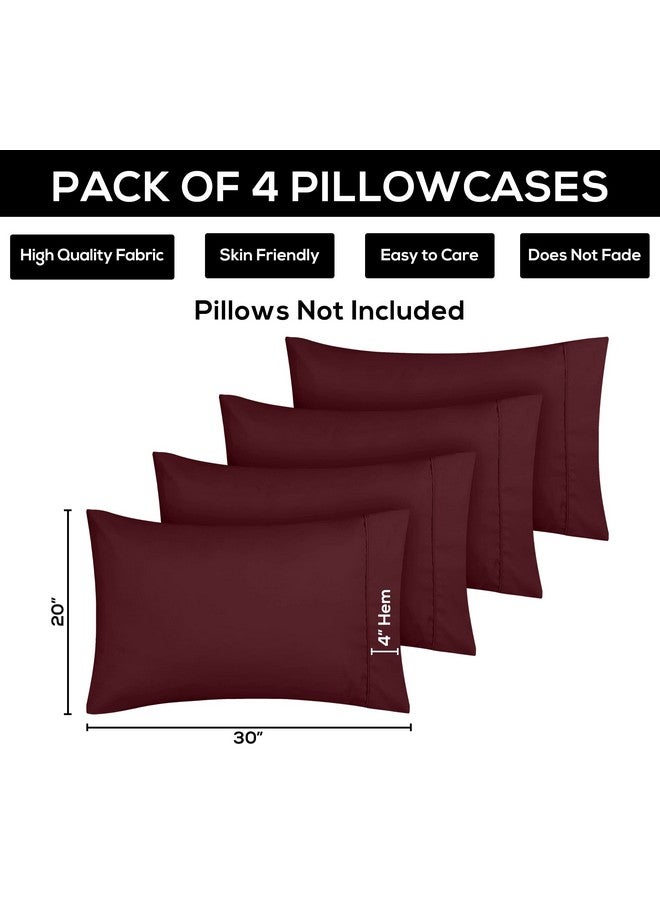 Utopia Bedding Queen Pillow Cases - 4 Pack - Envelope Closure - Soft Brushed Microfiber Fabric - Shrinkage and Fade Resistant Pillow Covers Queen Size 20 X 30 Inches (Burgundy) - Image 3