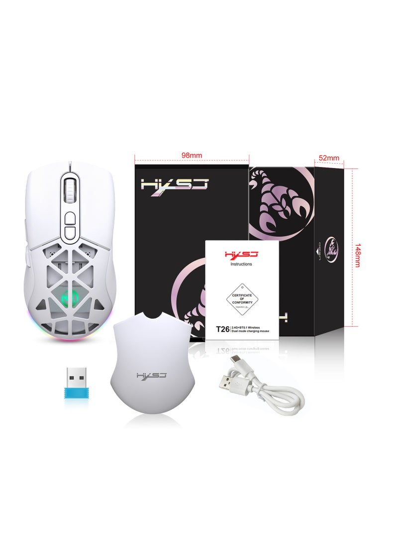 HXSJ - HXSJ New T26 Dual-Mode Wireless Mouse RGB Backlight 4800dpi built-in 650mAh rechargeable battery BT5.1 - Image 1