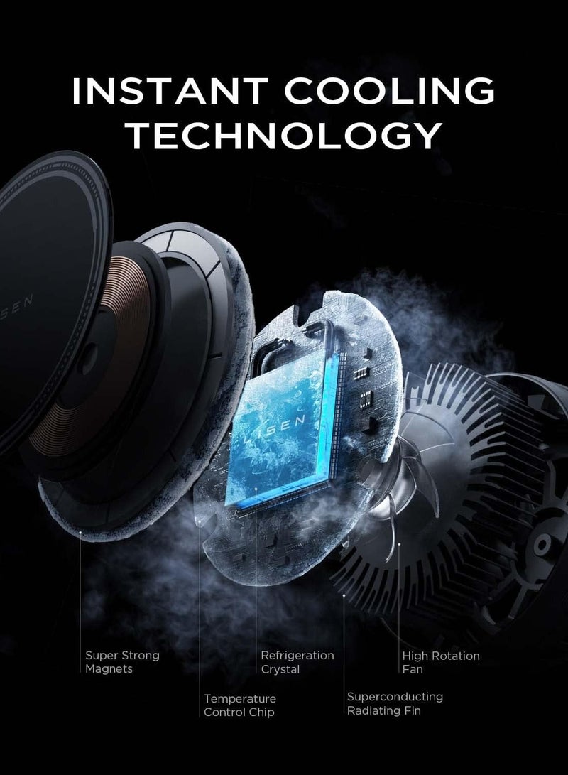 15w Fan MagSafe Car Mount Charger - 【Fastest Cooling Charger】 Magnetic Phone Wireless Charging Mount for iPhone 16/15/14/13/12 Pro Max/Plus/Mini - Ice Cooler Magnetic Phone Holder, Silver  - Image 3