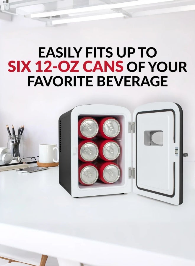 TELANPU Compact Portable Mini Fridge, 4 Liter /6 Cans Skincare Fridge for Bedroom, Dorm, Car, Office, Small Compact Fridge, Thermoelectric Cooler and Warmer, Black - Image 3