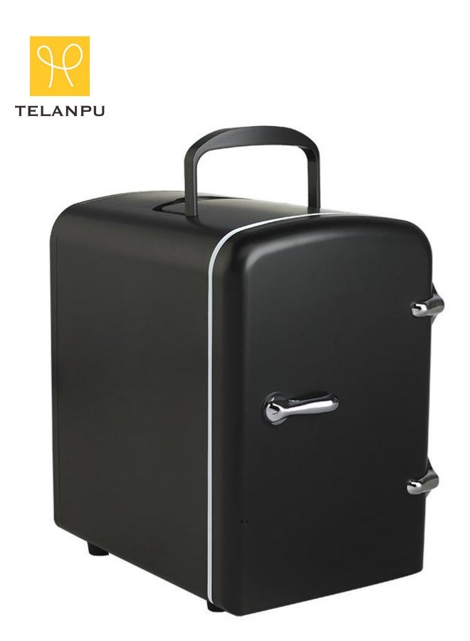 TELANPU Compact Portable Mini Fridge, 4 Liter /6 Cans Skincare Fridge for Bedroom, Dorm, Car, Office, Small Compact Fridge, Thermoelectric Cooler and Warmer, Black - Image 1