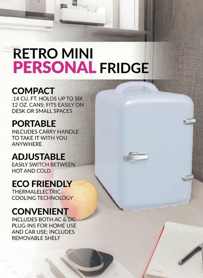 TELANPU Compact Portable Mini Fridge, 4 Liter /6 Cans Skincare Fridge for Bedroom, Dorm, Car, Office, Small Compact Fridge, Thermoelectric Cooler and Warmer, Black - Image 4