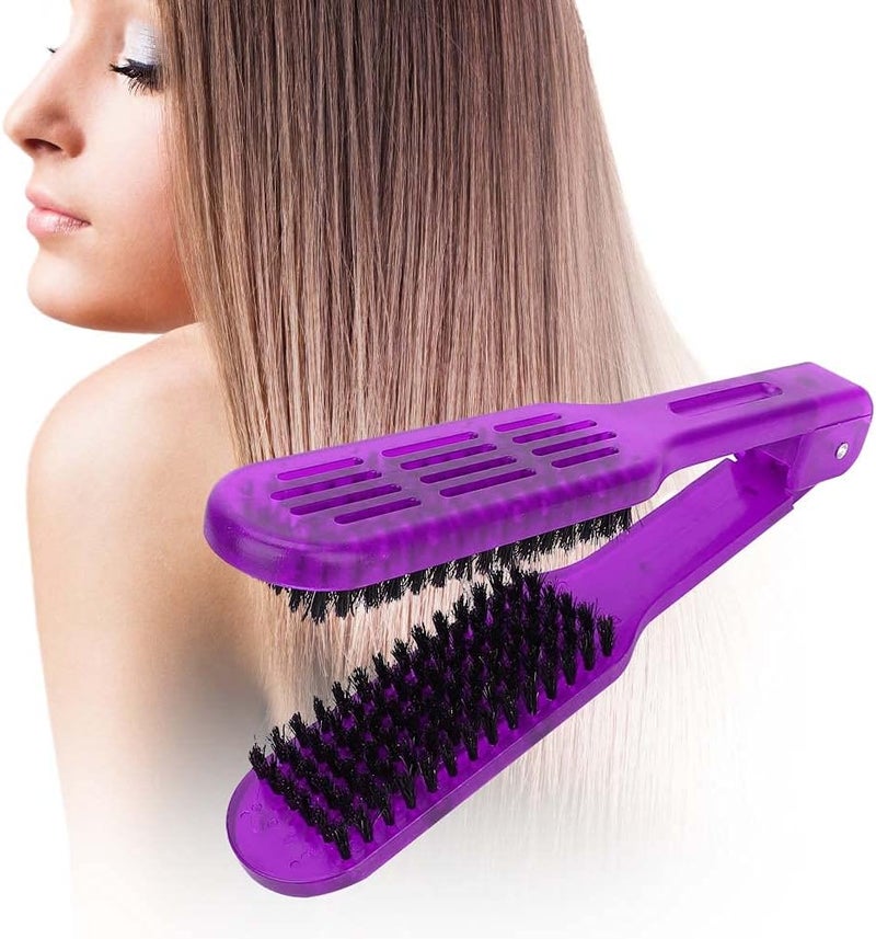 Double Sided Hair Straightening Brush VShape Bristle Detangler for Reducing Split Ends and Styling