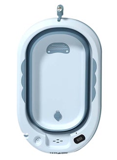 Eazy Kids Temperature Controlled Foldable Bathtub With Intelligent Temperature Monitoring Thermometer And Baby Head Shampoo Wash Rinse Mug - Blue  - Image 2
