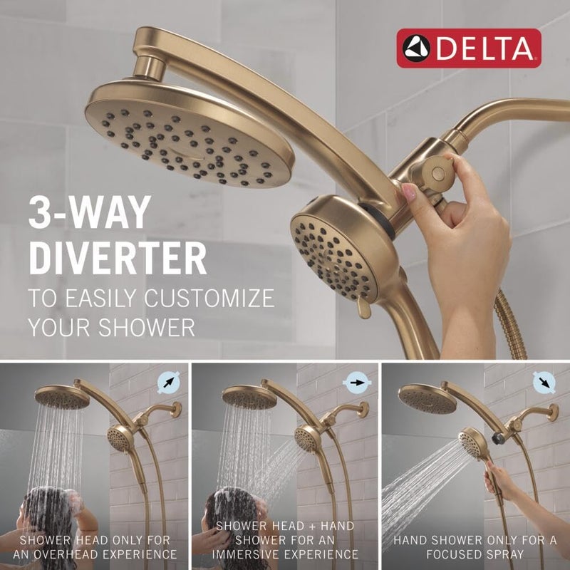 Delta 6-Setting PivotPro 3-in-1 Combination Shower Head with ProClean Spray, Chrome Round Shower Head Rainfall with Handheld Spray, 1.75 GPM, Chrome 75649 - Image 5