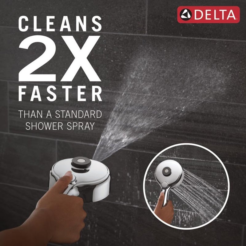 Delta 6-Setting PivotPro 3-in-1 Combination Shower Head with ProClean Spray, Chrome Round Shower Head Rainfall with Handheld Spray, 1.75 GPM, Chrome 75649 - Image 4