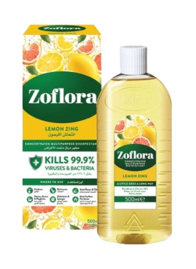 Zoflora Multi-Purpose Concentrated Disinfectant Lemon Zing 500ml  - Image 1